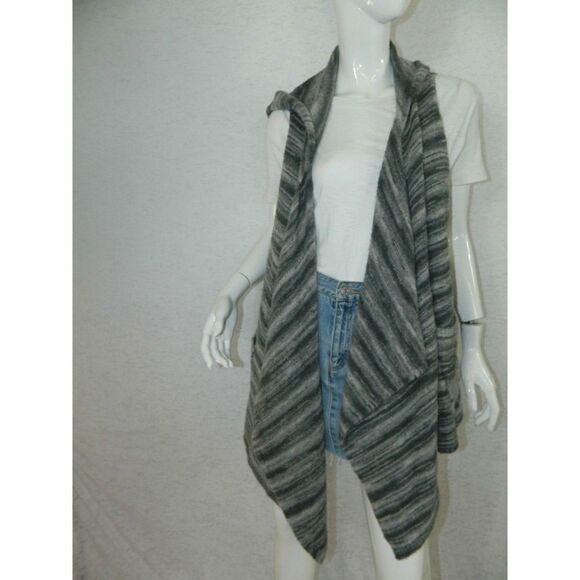 Joie  Cardigan Sweater Sleeveless Pocket Gray Open Front Hooded Size Medium - Picture 1 of 7
